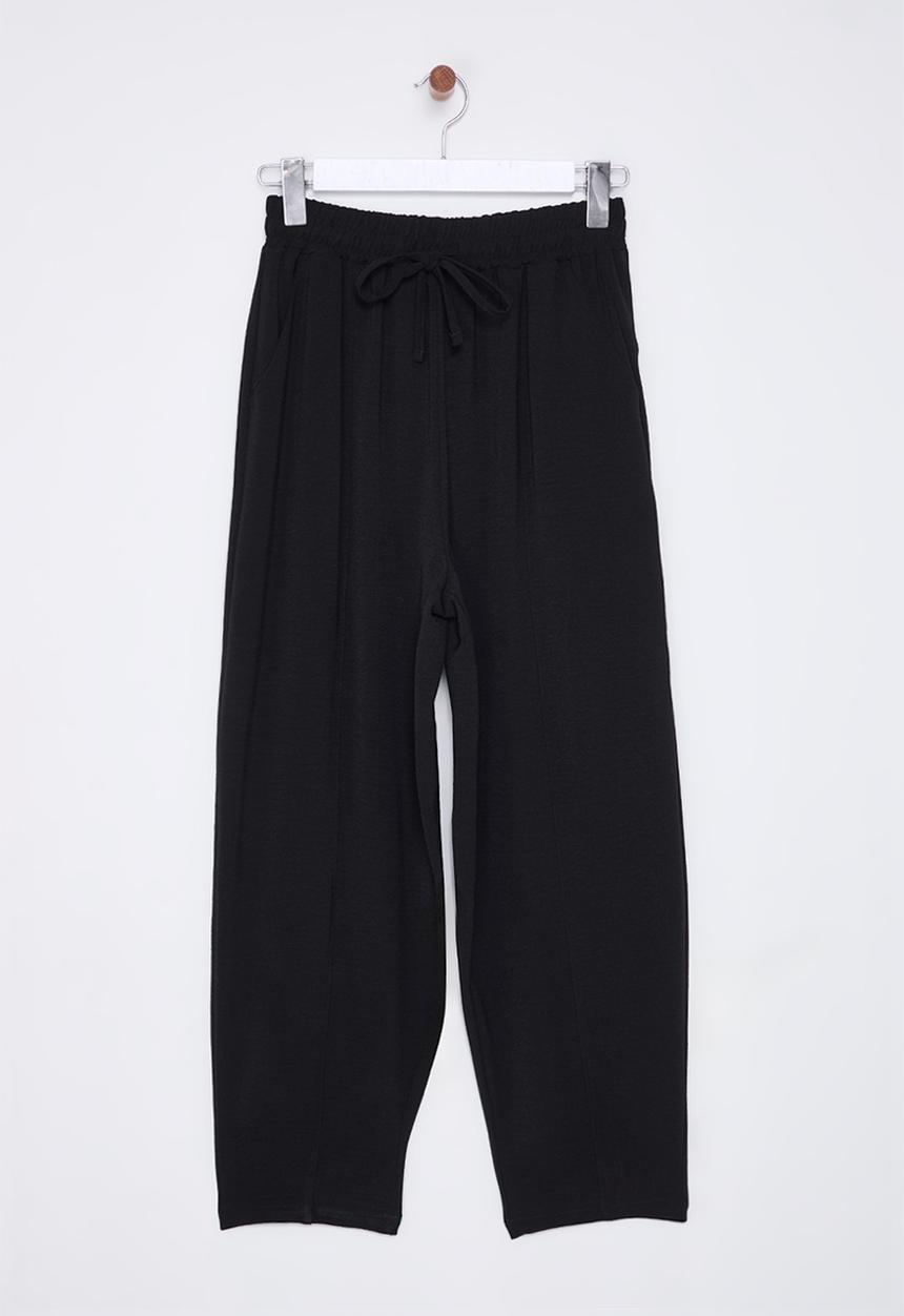 Trendyol - Elastic Waist Harem Pants - Black