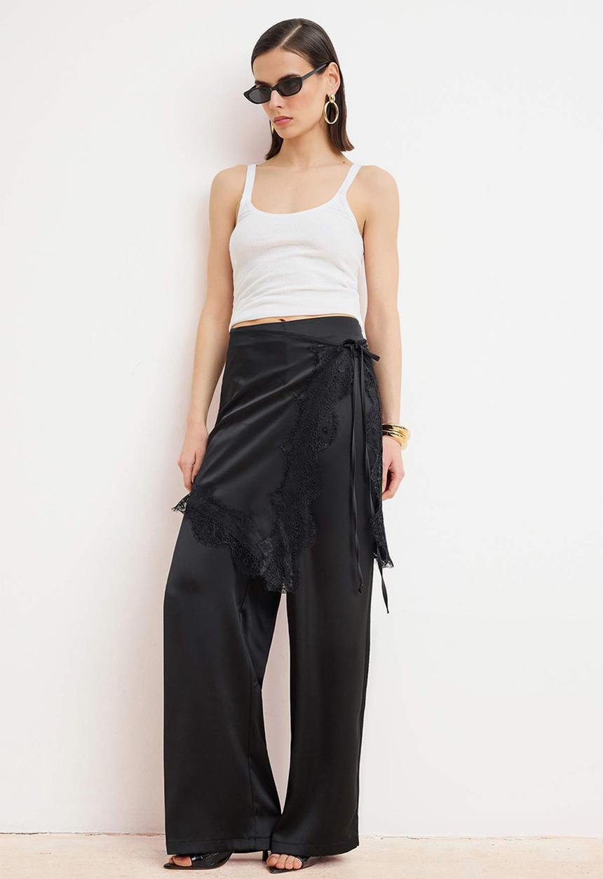 Trendyol - Satin Trousers - Black