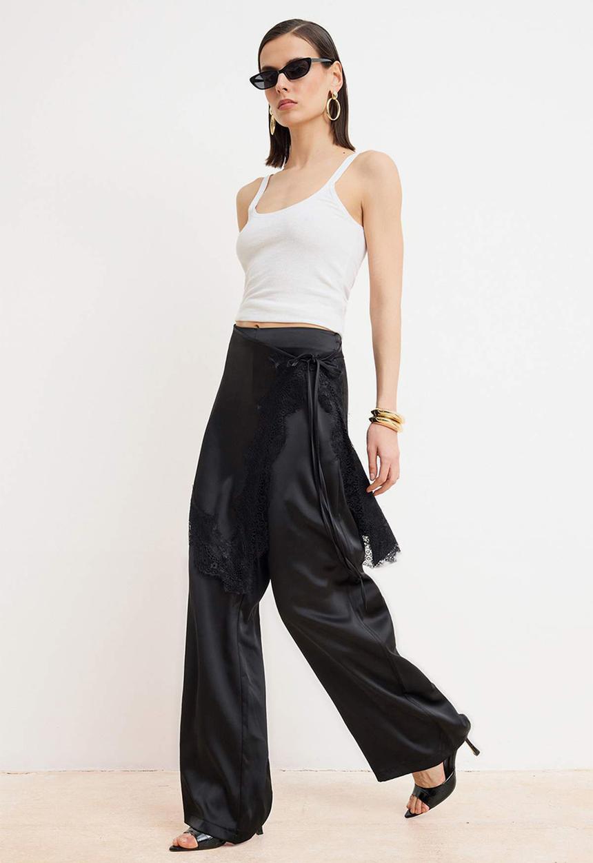 Trendyol - Satin Trousers - Black