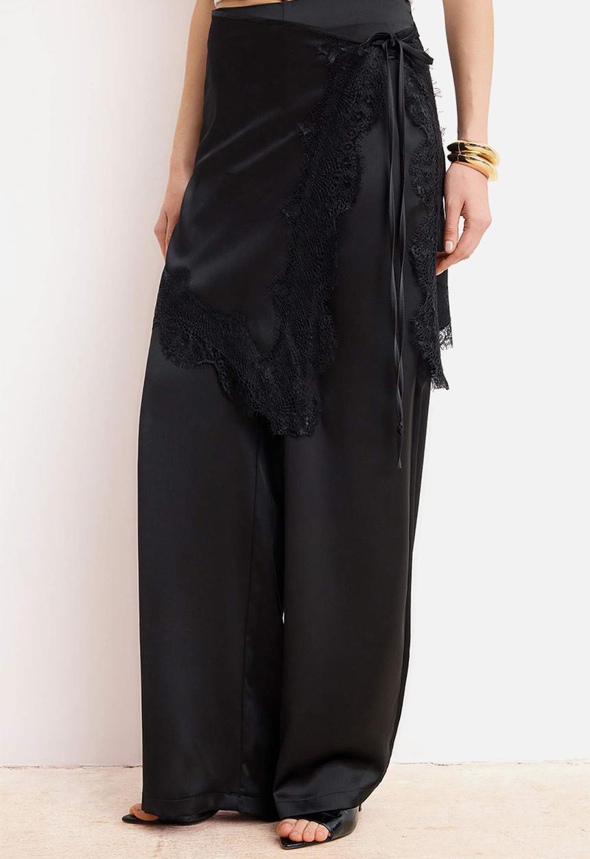 Trendyol - Satin Trousers - Black
