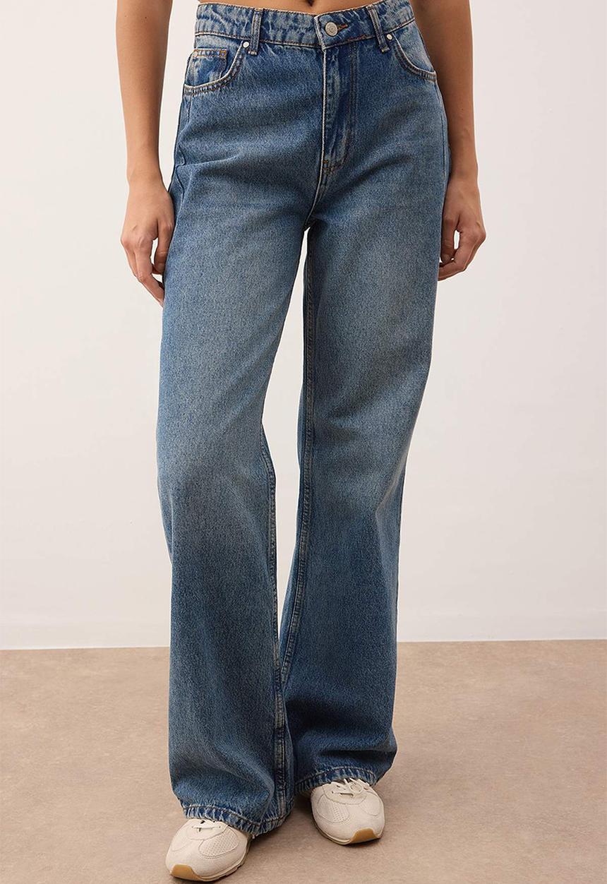 Trendyol - High Waist Wide Leg Jeans - Blue*001