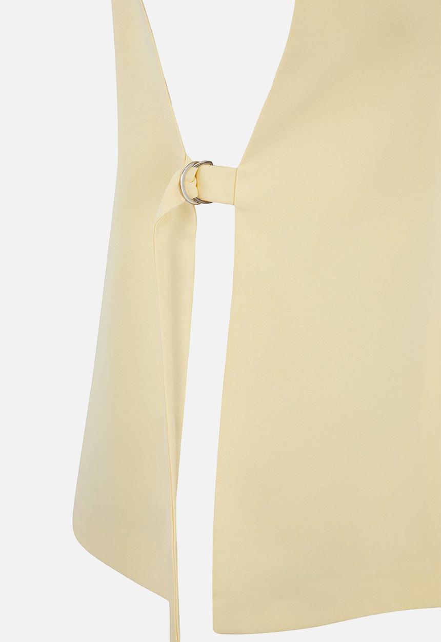 Trendyol - Oversize Accessory Side Tie Detail Single Button Lined Woven Vest - Yellow