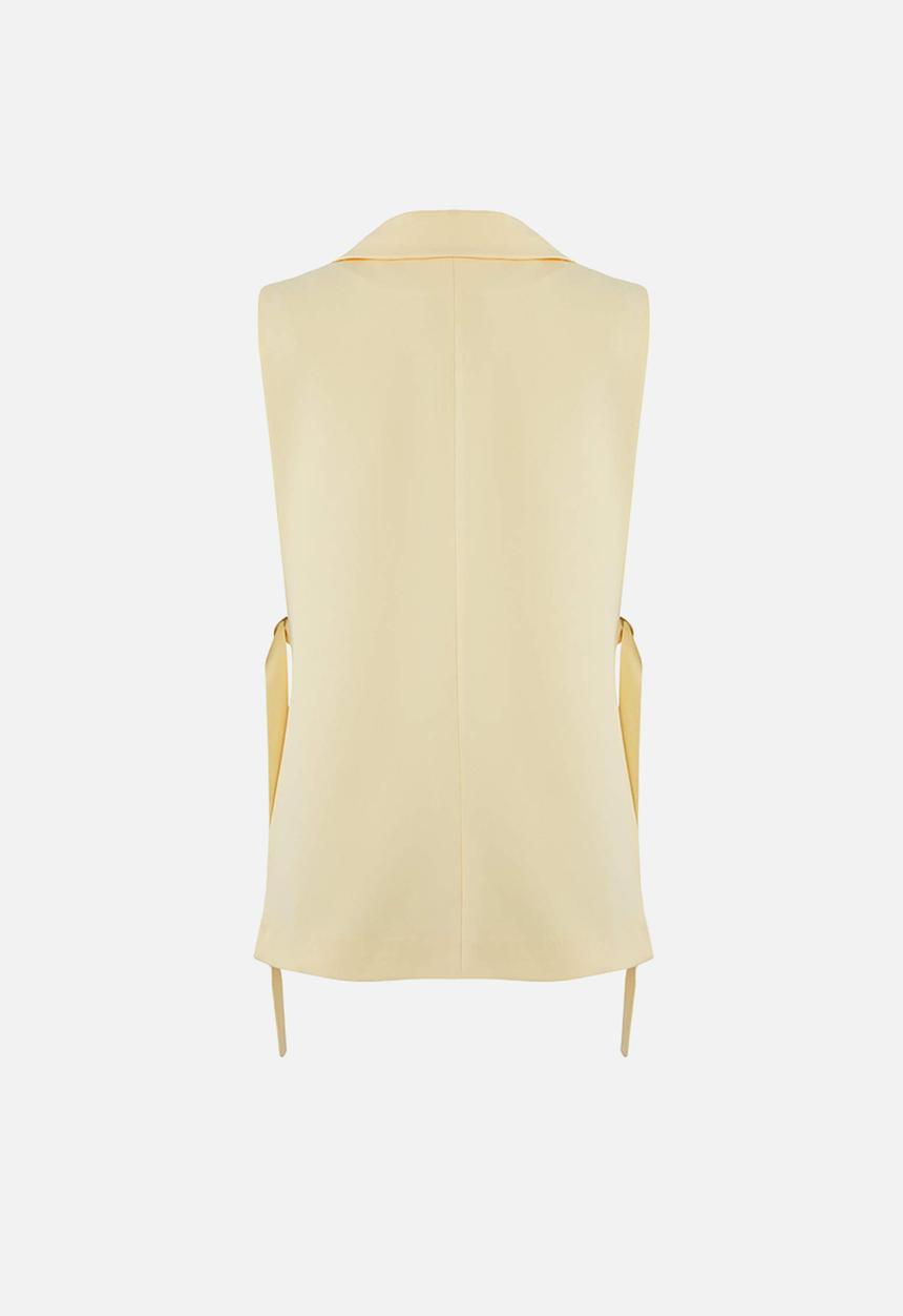 Trendyol - Oversize Accessory Side Tie Detail Single Button Lined Woven Vest - Yellow