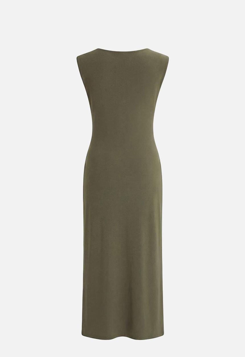 Trendyol - A-Line/A Bell Shape Sleeveless Stretch Knitted Dress - Khaki