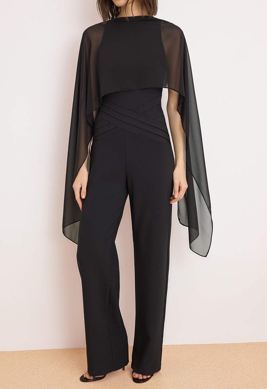 Trendyol - Scarf Detailed Woven Jumpsuit - Black