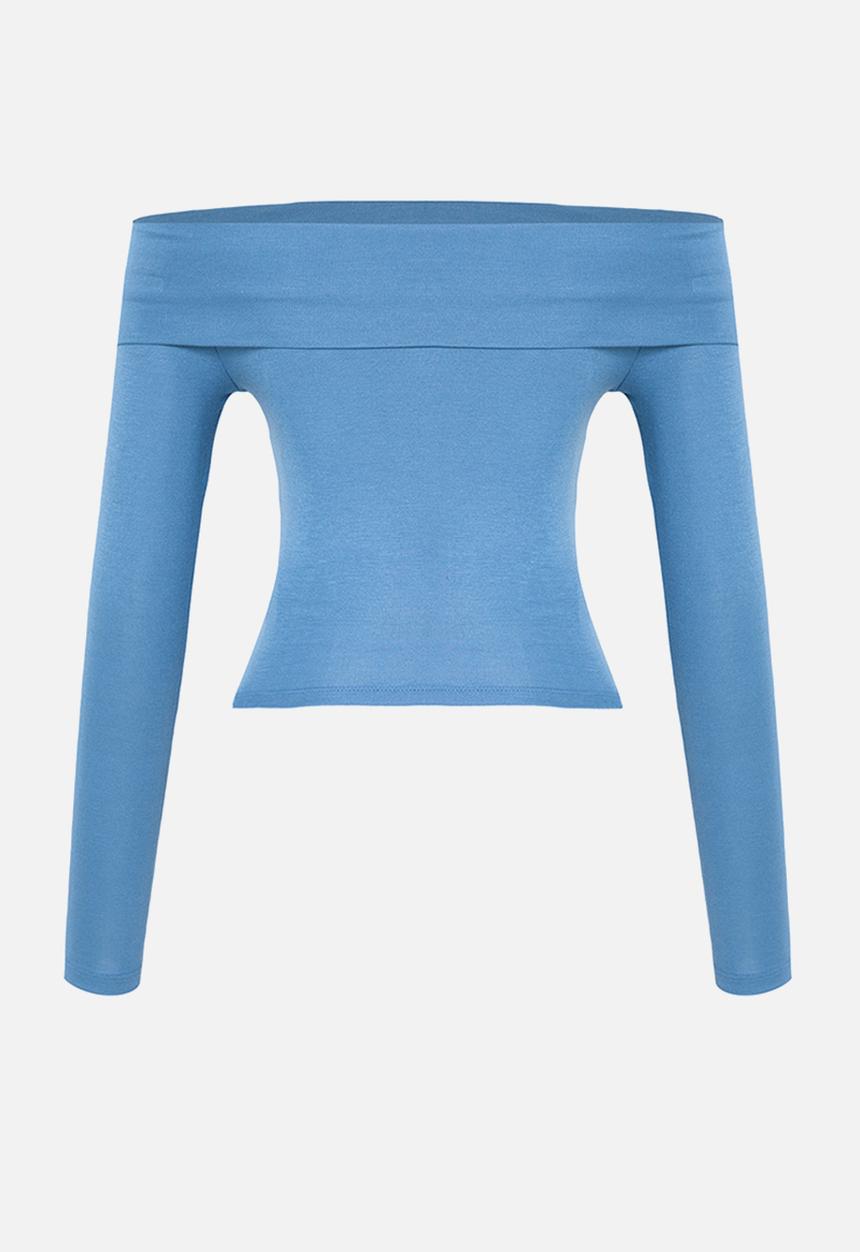 Trendyol - Knitted Blouse Short Crop - Indigo