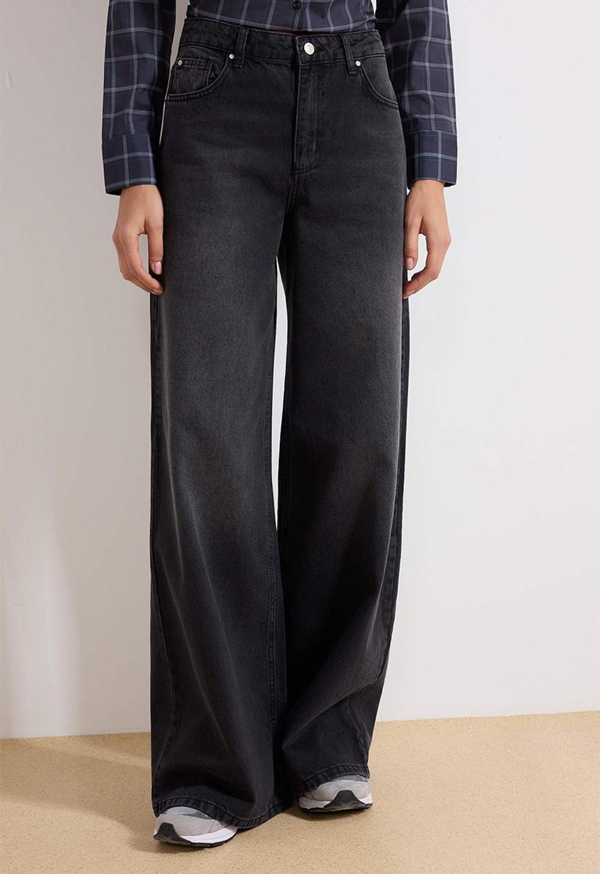 Trendyol - High Waist Extra Wide Leg Jeans - Black