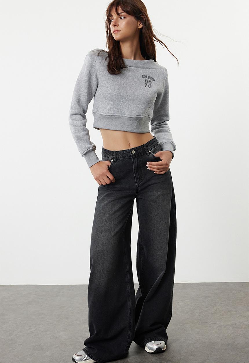 Trendyol - High Waist Extra Wide Leg Jeans - Black
