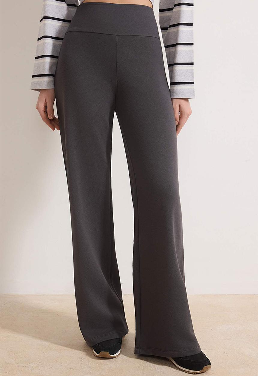 Trendyol - High Waist Wide Leg Trousers - Anthracite