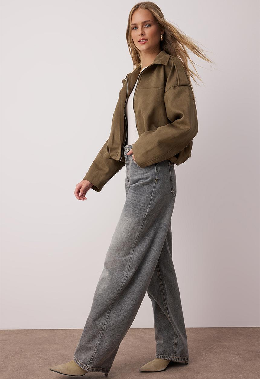 Trendyol - High Waist Barrel Jeans - Gray
