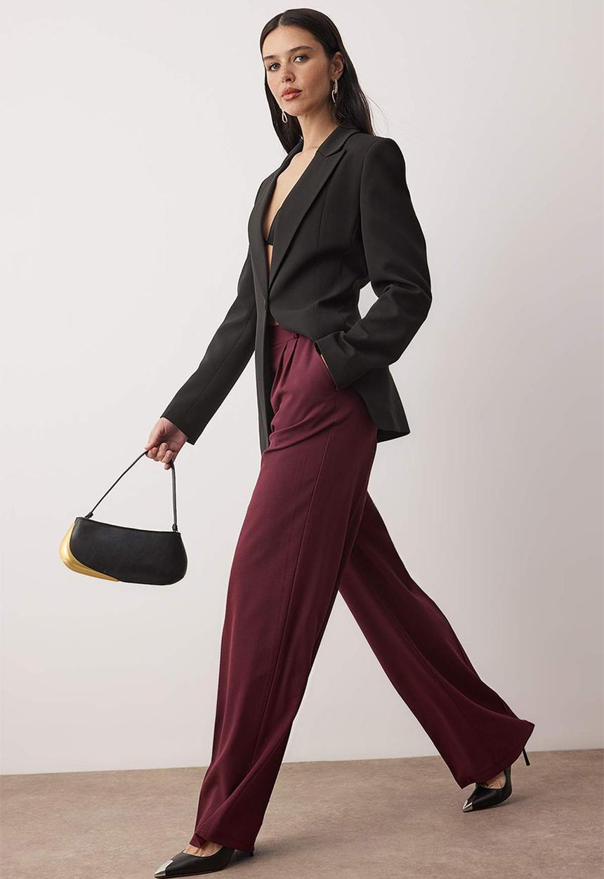 Trendyol - Limited Edition Wide Leg Trousers - Plum