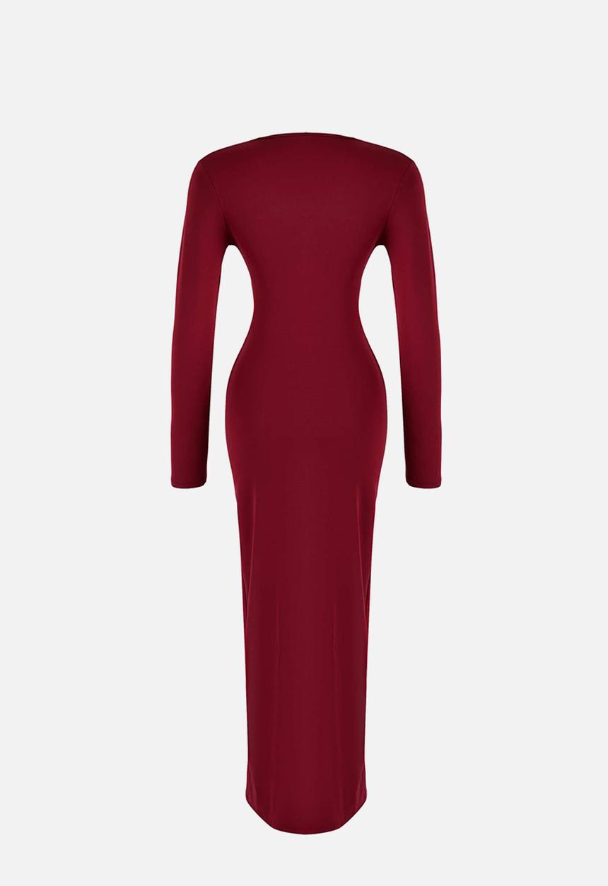 Trendyol - Bodycon Maxi Dress - Burgundy