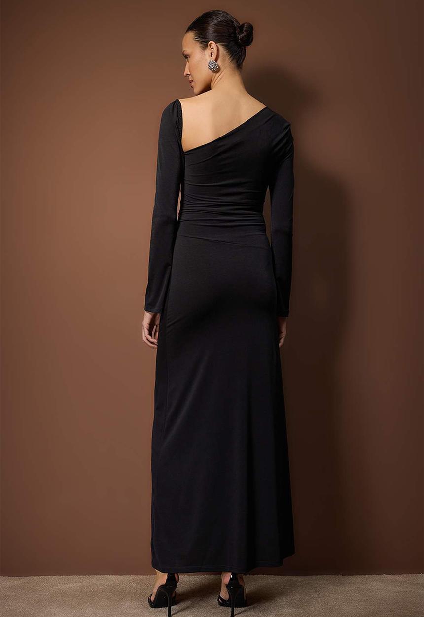 Trendyol - Knitted Maxi Evening Dress & Graduation Dress - Black