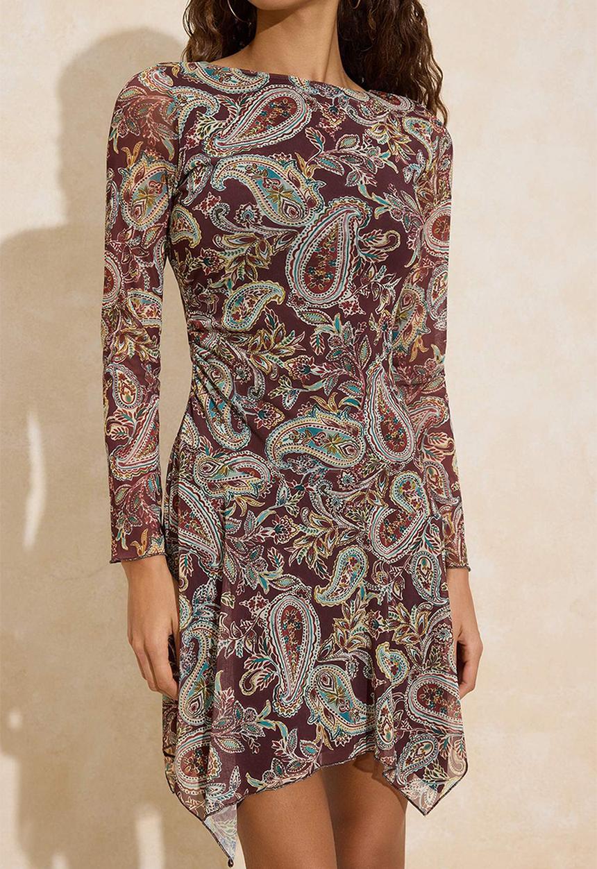 Trendyol - A-Line Asymmetrical Mini Tulle Knitted Dress - Multi