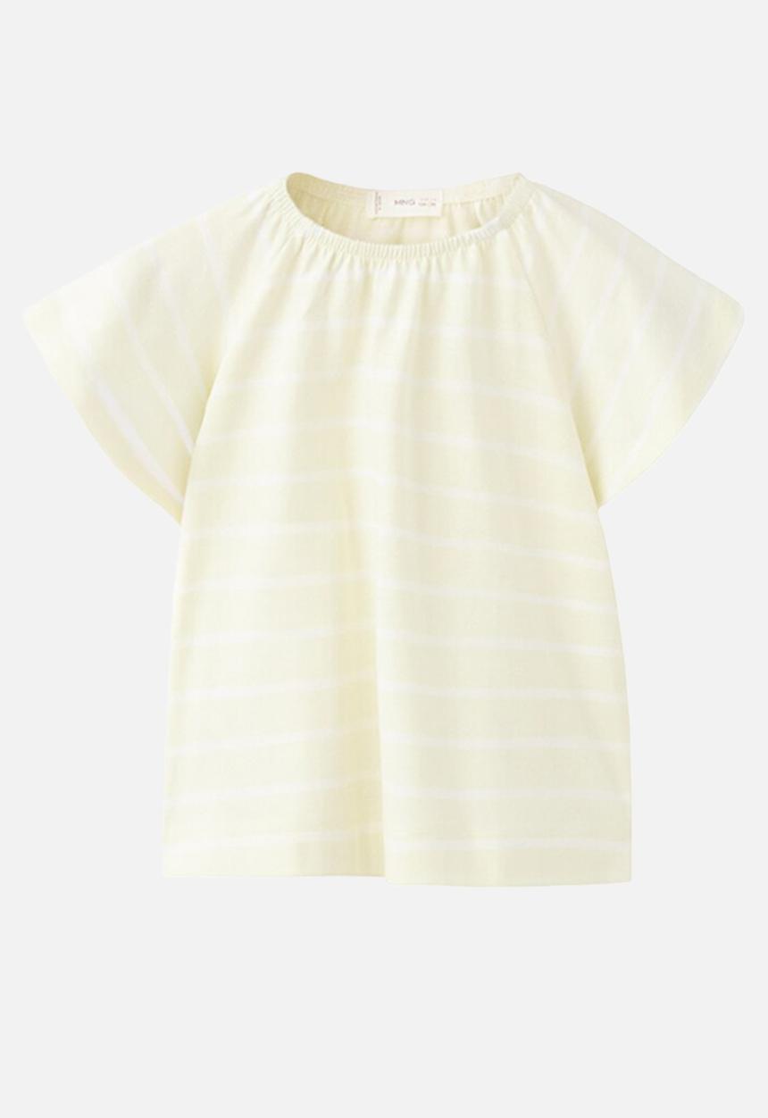 MANGO - T-Shirt STRIPE - Light/Pastel Yellow