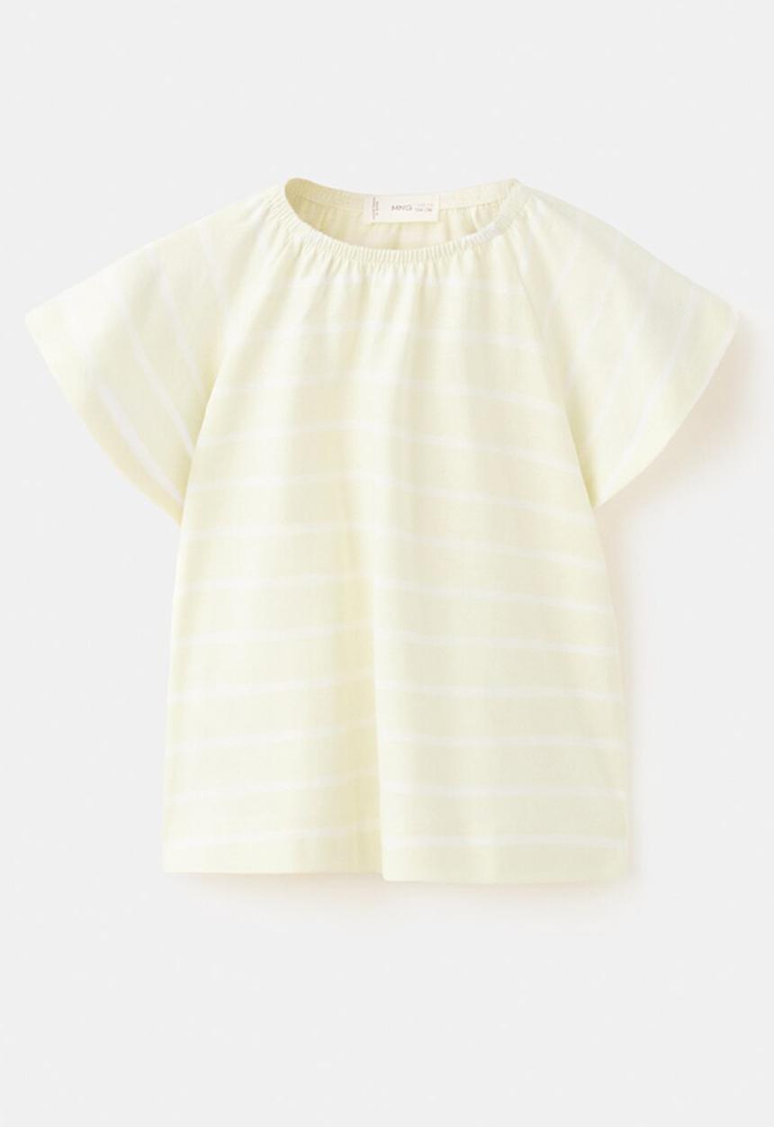 MANGO - T-Shirt STRIPE - Light/Pastel Yellow