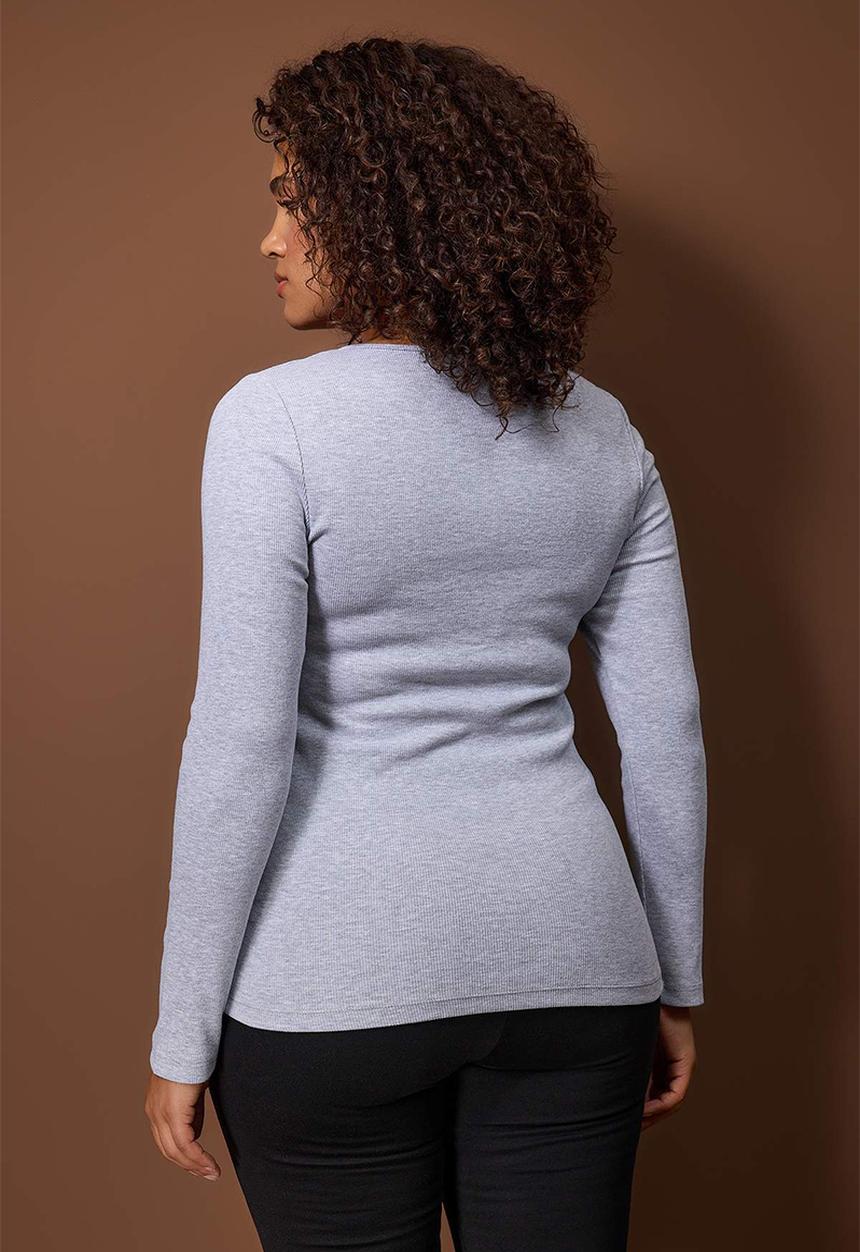 Trendyol - Plus Camisole Knitted Blouse - Grey Melange
