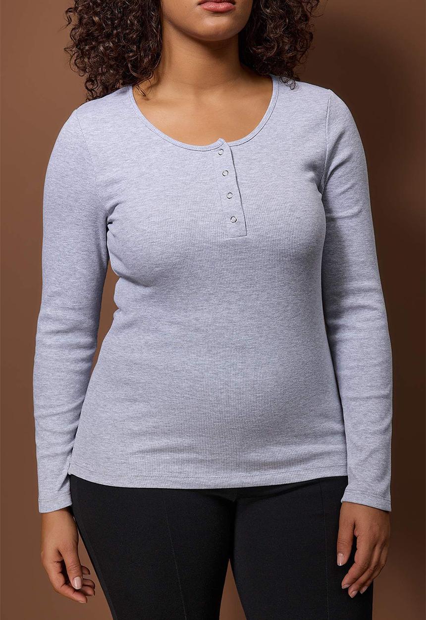 Trendyol - Plus Camisole Knitted Blouse - Grey Melange