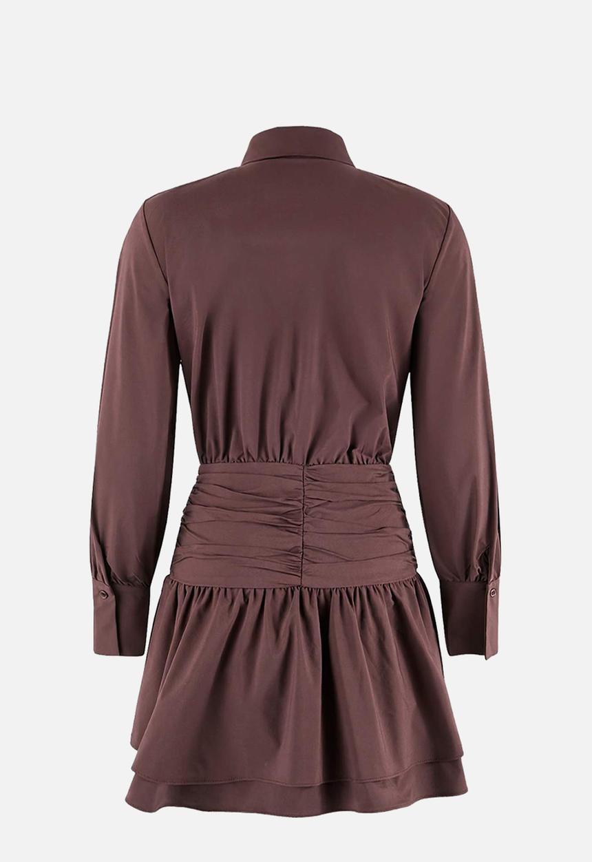 Trendyol - Waist Detail Mini Poplin Woven Dress - Dark Brown
