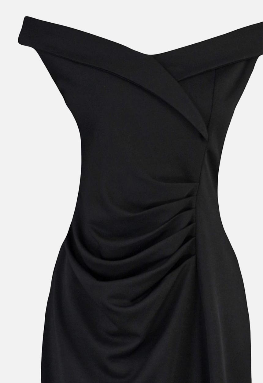 Trendyol - Plus Bodycon Knitted Dress with Gather Detail - Black