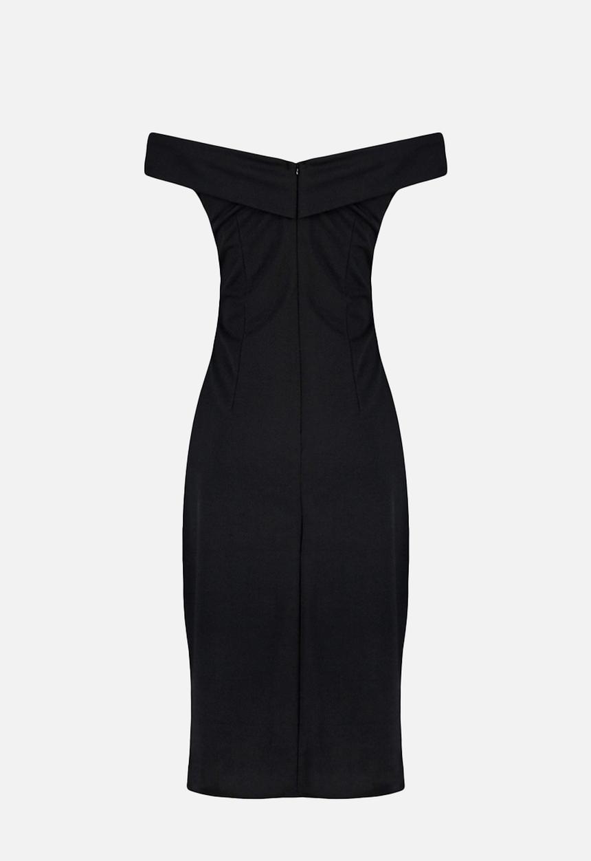 Trendyol - Plus Bodycon Knitted Dress with Gather Detail - Black