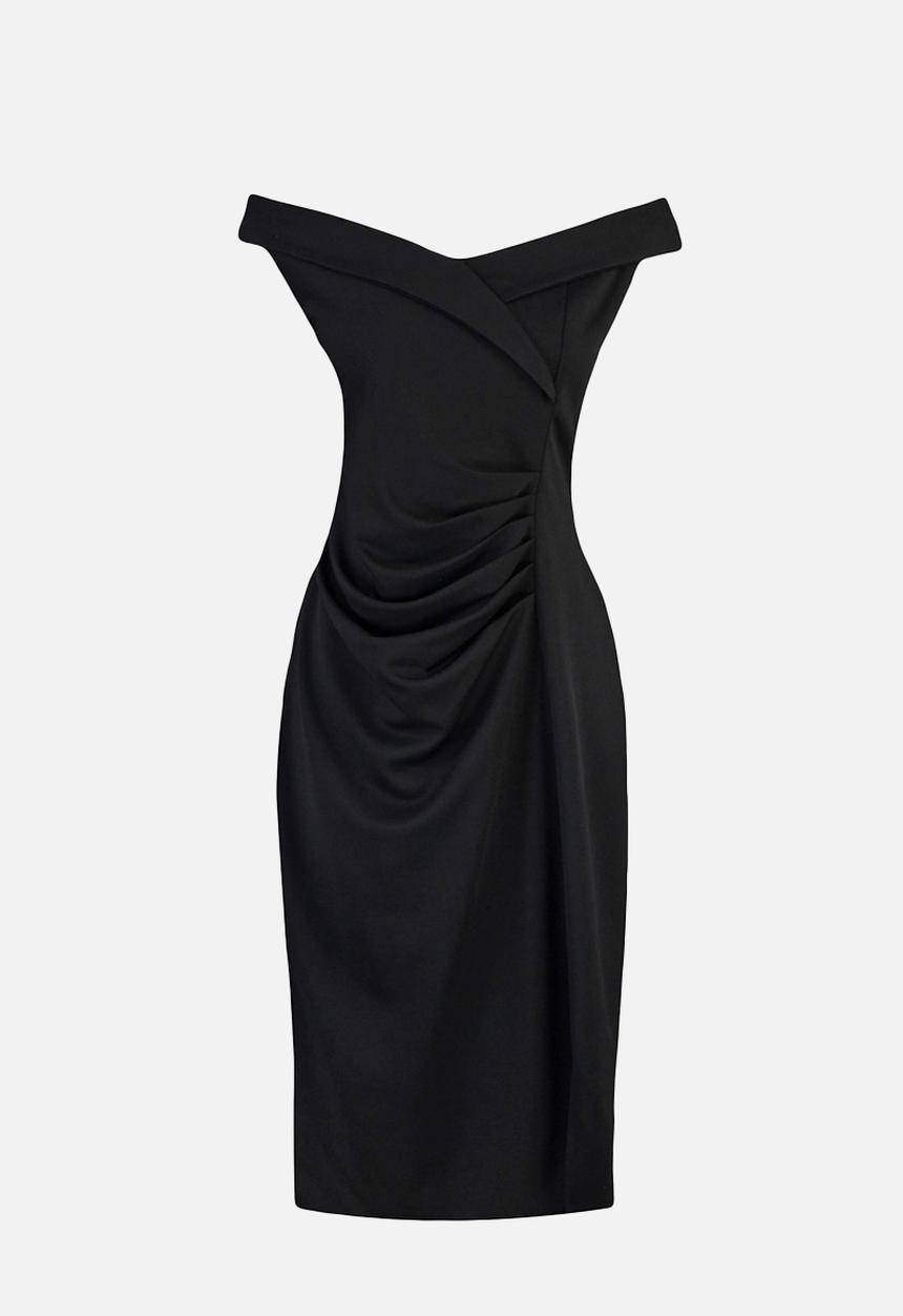 Trendyol - Plus Bodycon Knitted Dress with Gather Detail - Black