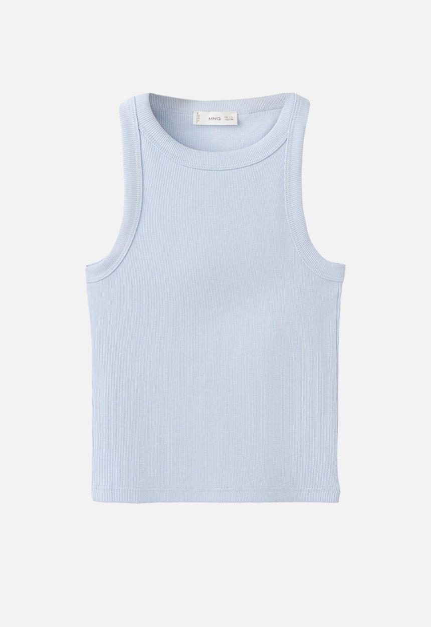 MANGO - T-Shirt RIB - Light/Pastel Blue