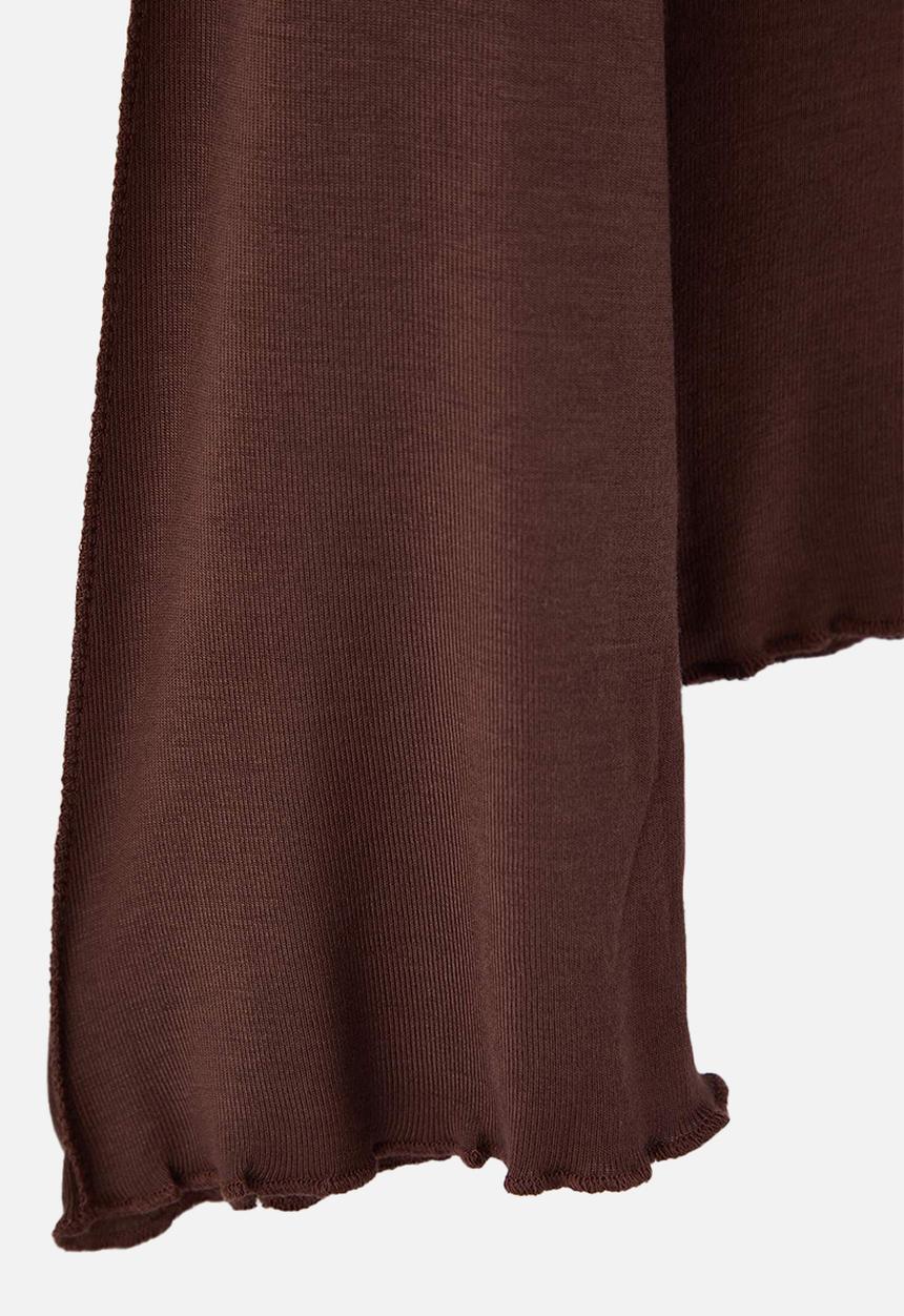 Trendyol - Plus Soft Fabric Ribbed Detail Spanish Sleeve Knitted Blouse - Brown