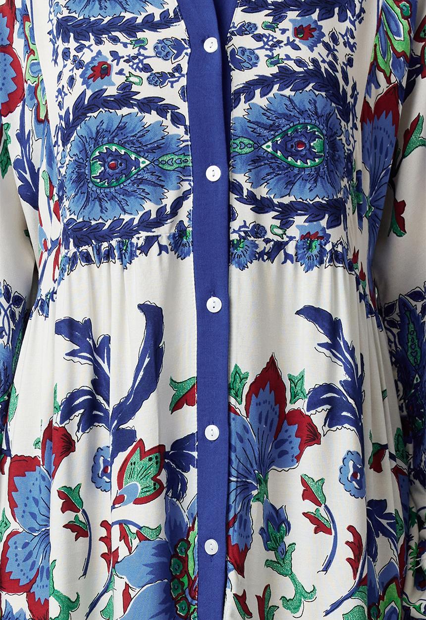Trendyol - Floral Viscose Woven Dress - Blue