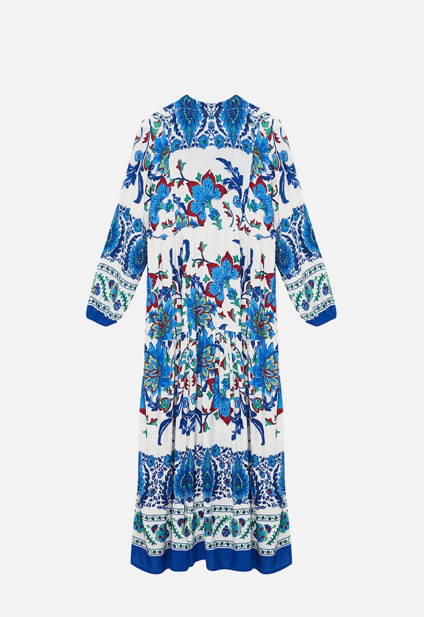 Trendyol - Floral Viscose Woven Dress - Blue