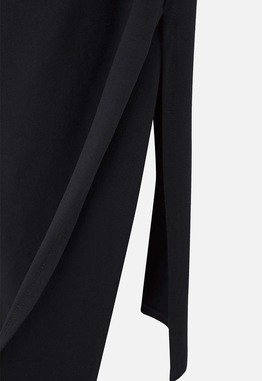 Trendyol - Plus Double Breasted Collar Side Gathered Knitted Maxi Dress - Black