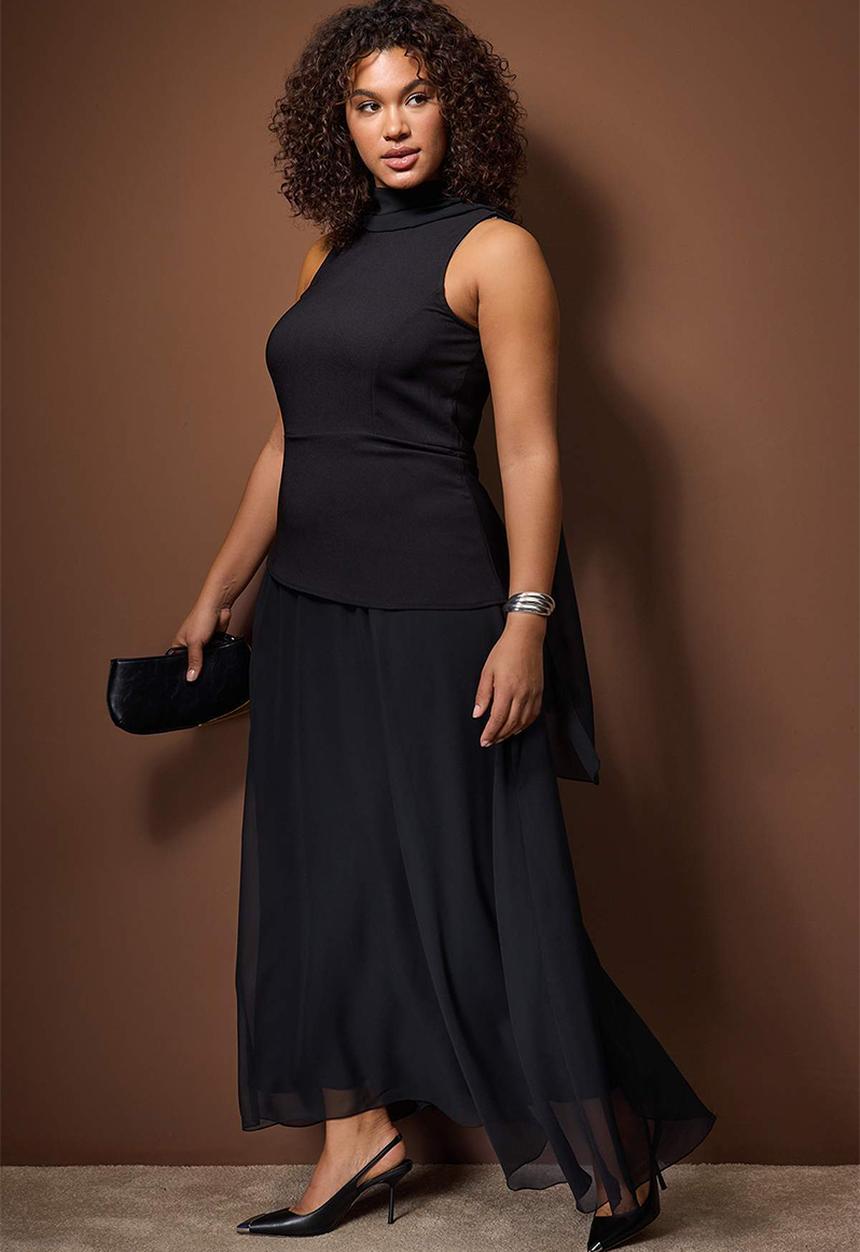Trendyol - Plus Chiffon Woven Party/Evening/Night Dress - Black