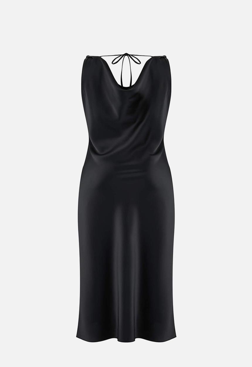 Trendyol - Plus Satin Woven Dress - Pitch Black