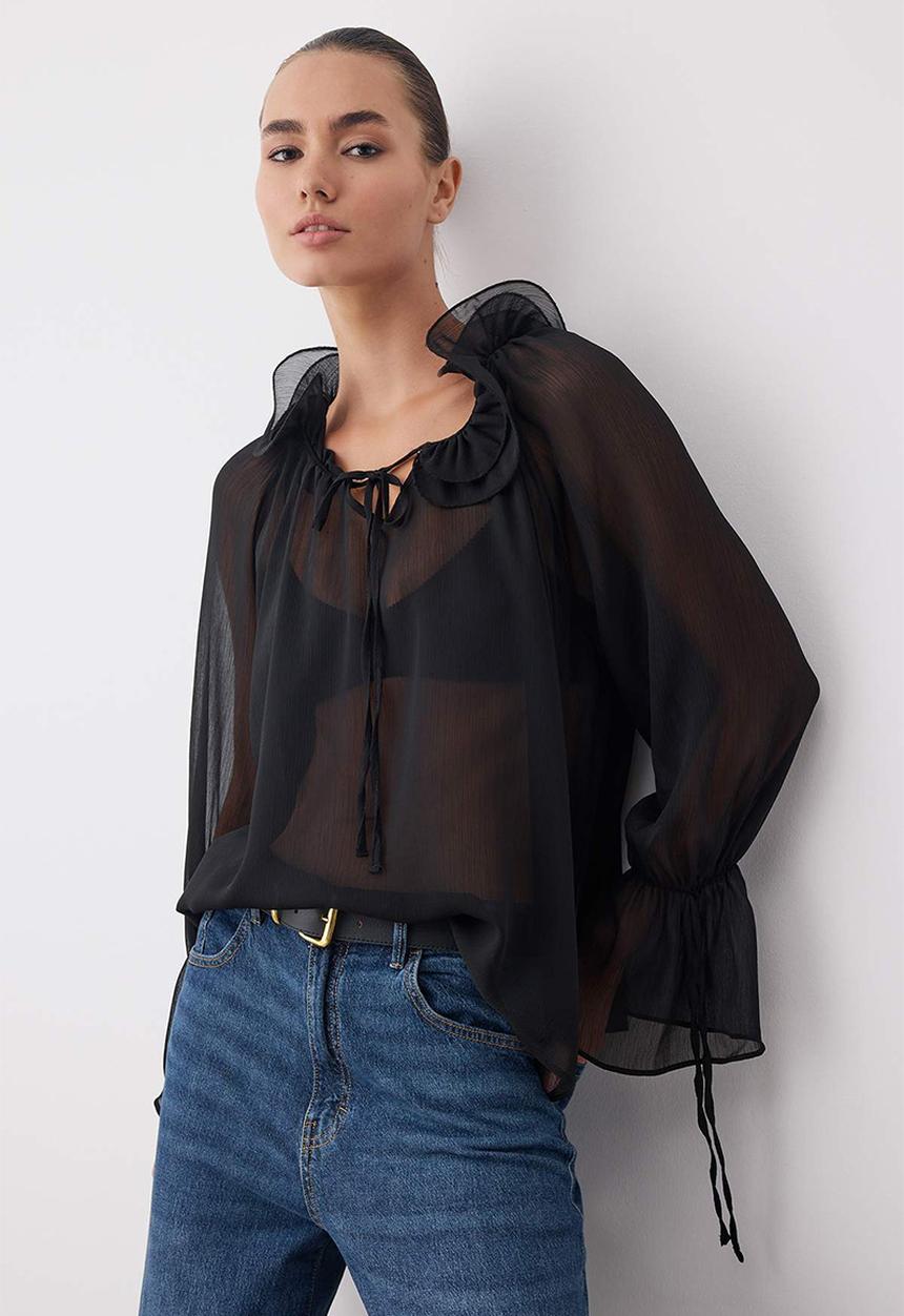 Trendyol - Halter Neck Boho Blouse - Black