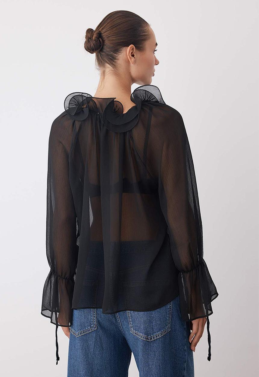 Trendyol - Halter Neck Boho Blouse - Black