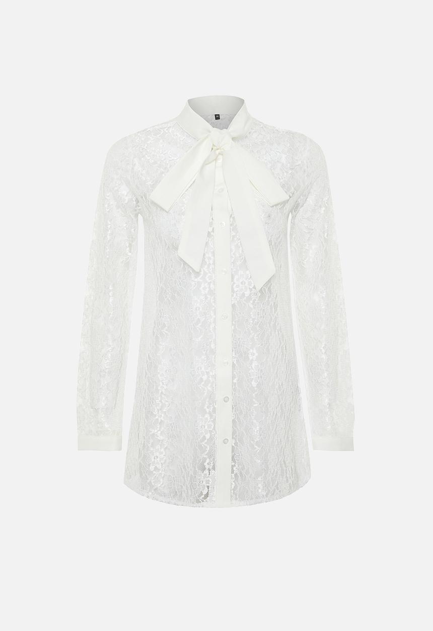 Trendyol - Embroidery Lace Stylish Woven Shirt - White