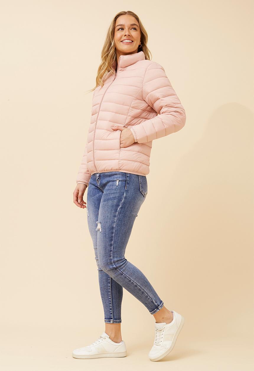 Stella Morgan - Long Sleeve Zip Through Comfy Puffer Jacket - Pink