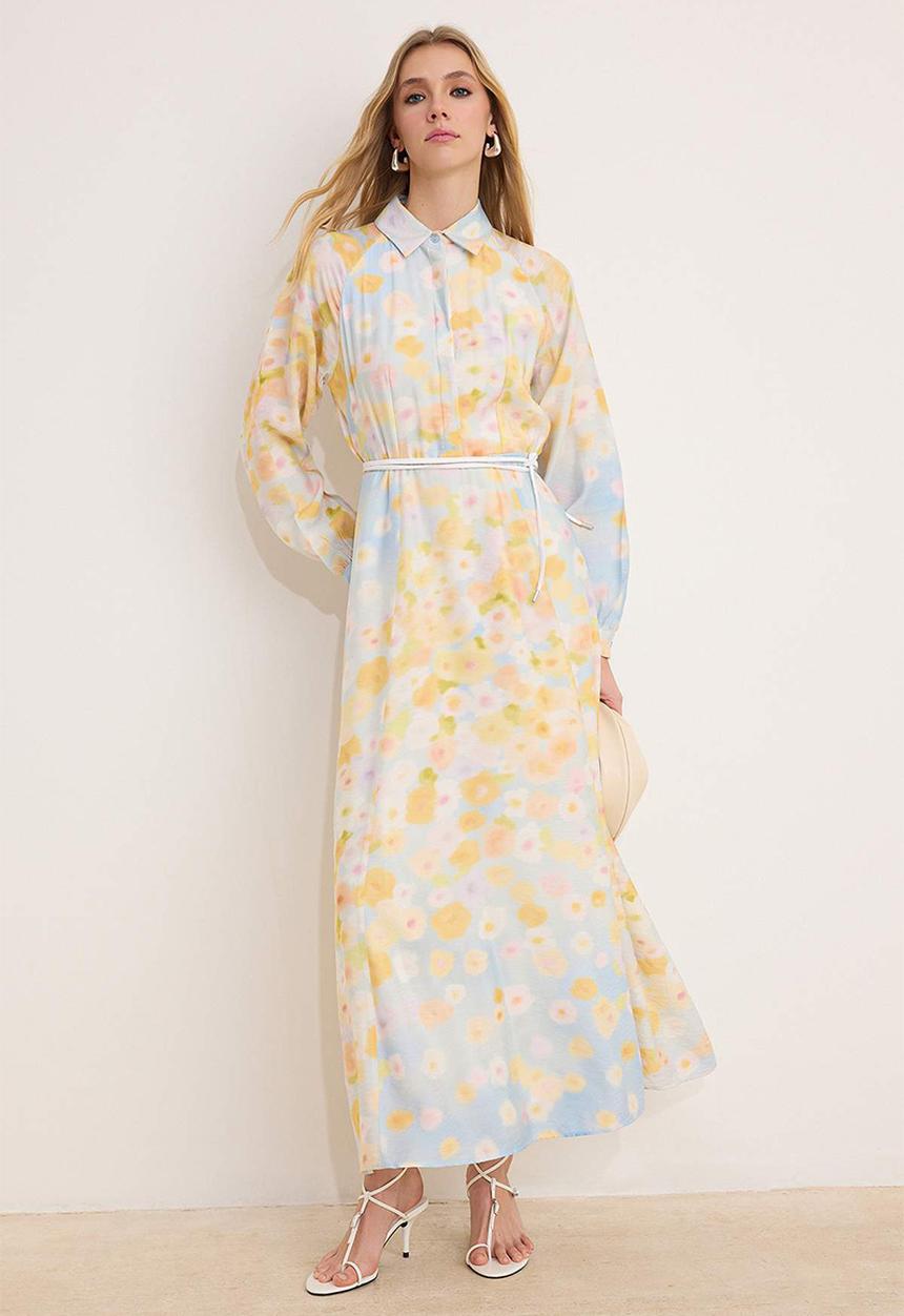 Trendyol - Lined Floral Woven Lilyum Dress - Multi