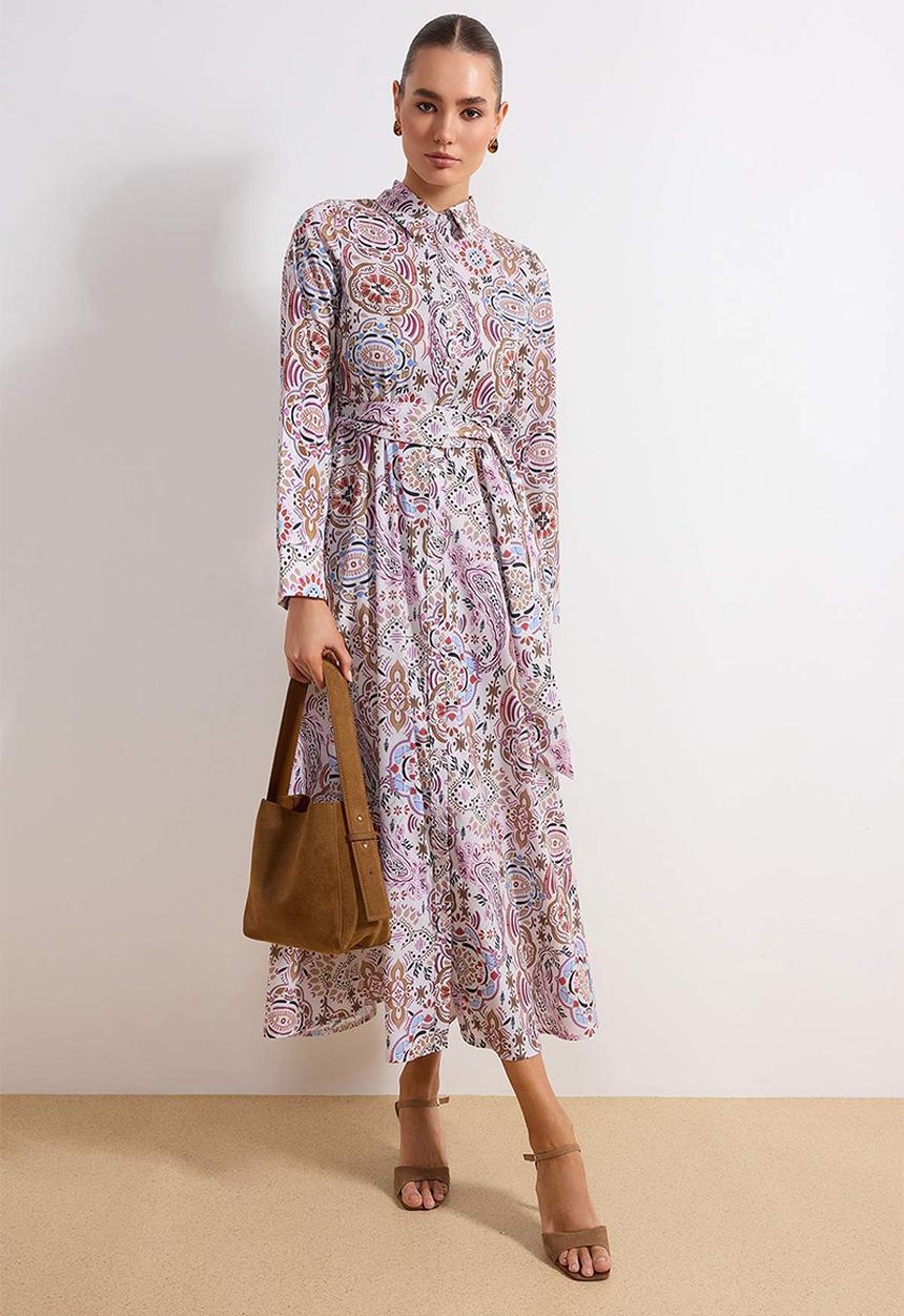 Trendyol - Floral Woven Terrycotton Dress - Multi-Colored