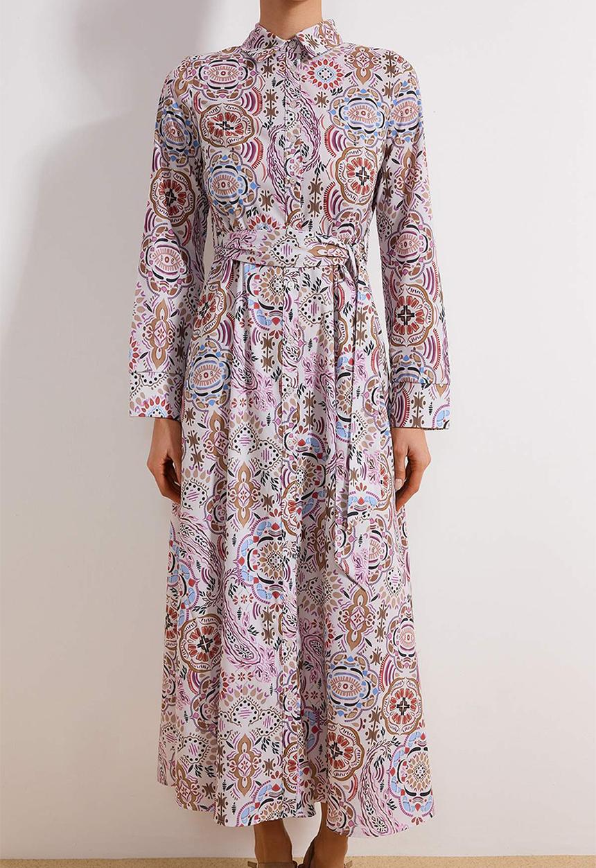 Trendyol - Floral Woven Terrycotton Dress - Multi-Colored