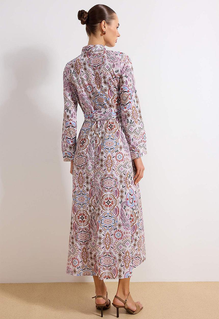 Trendyol - Floral Woven Terrycotton Dress - Multi-Colored