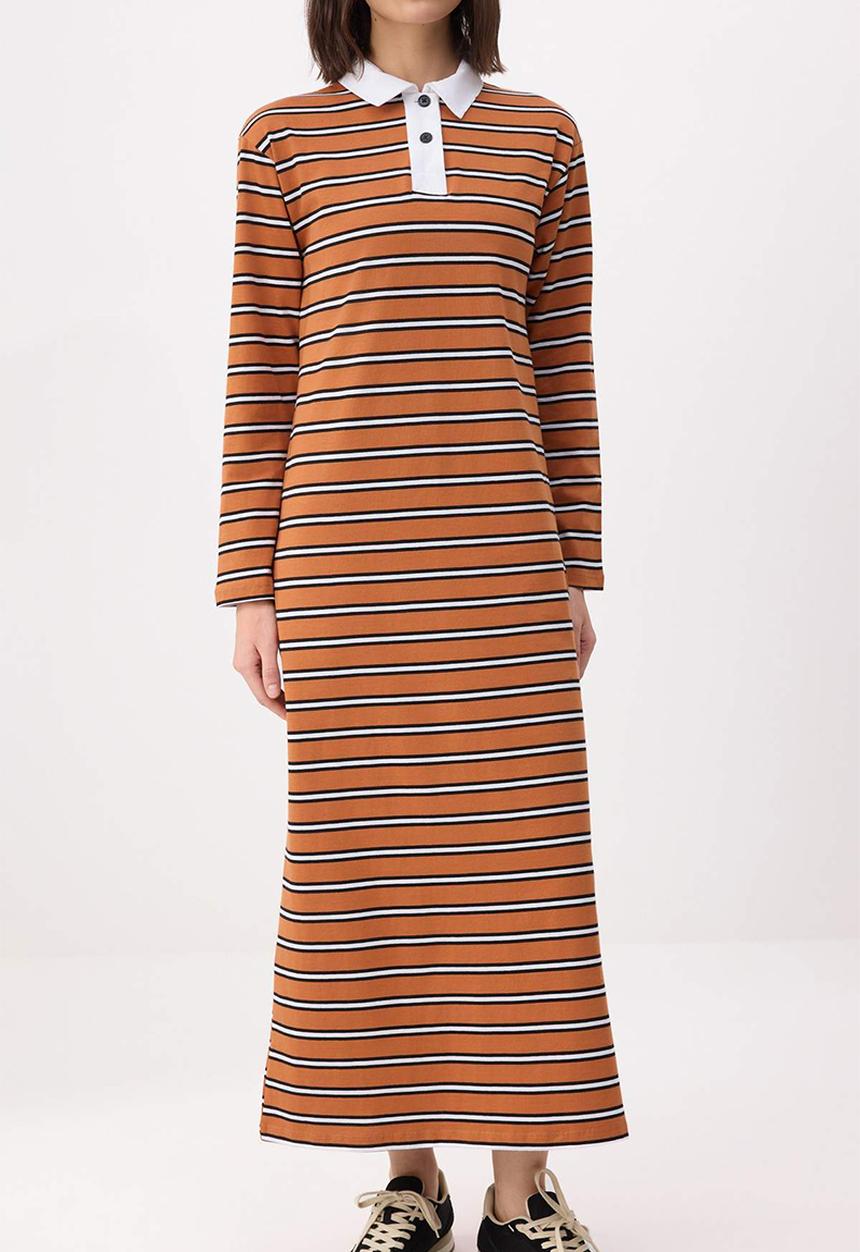 Trendyol - Striped Knitted Jersey Dress - Multi-Colored