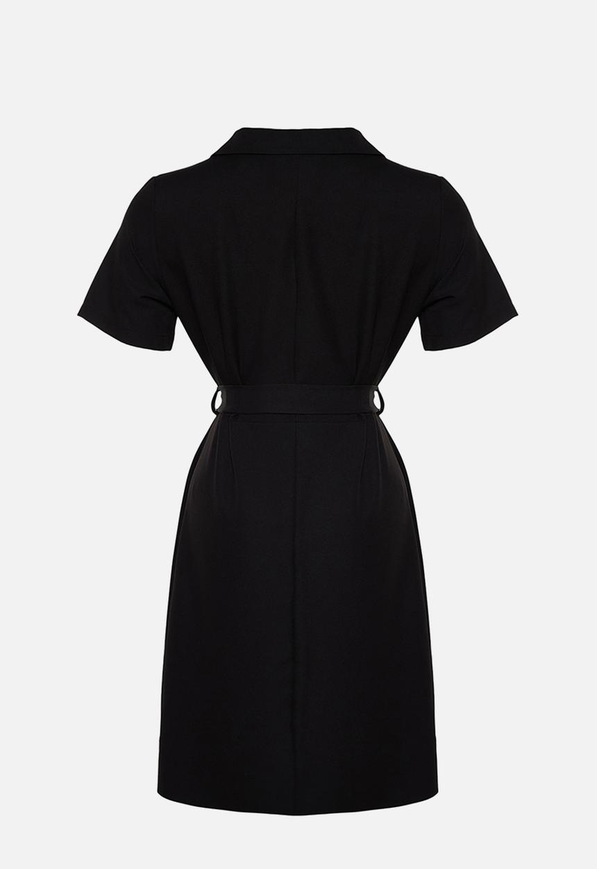 Trendyol - Plus Midi Shirt Dress Belted and Buttoned - Black