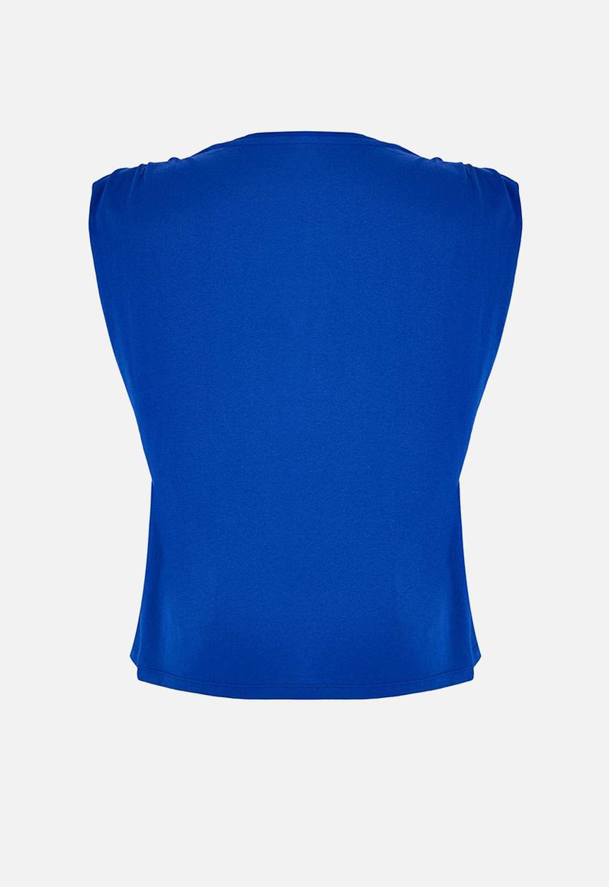 Trendyol - Plus Crew Neck Basic 100% Cotton Knitted Blouse - Blue