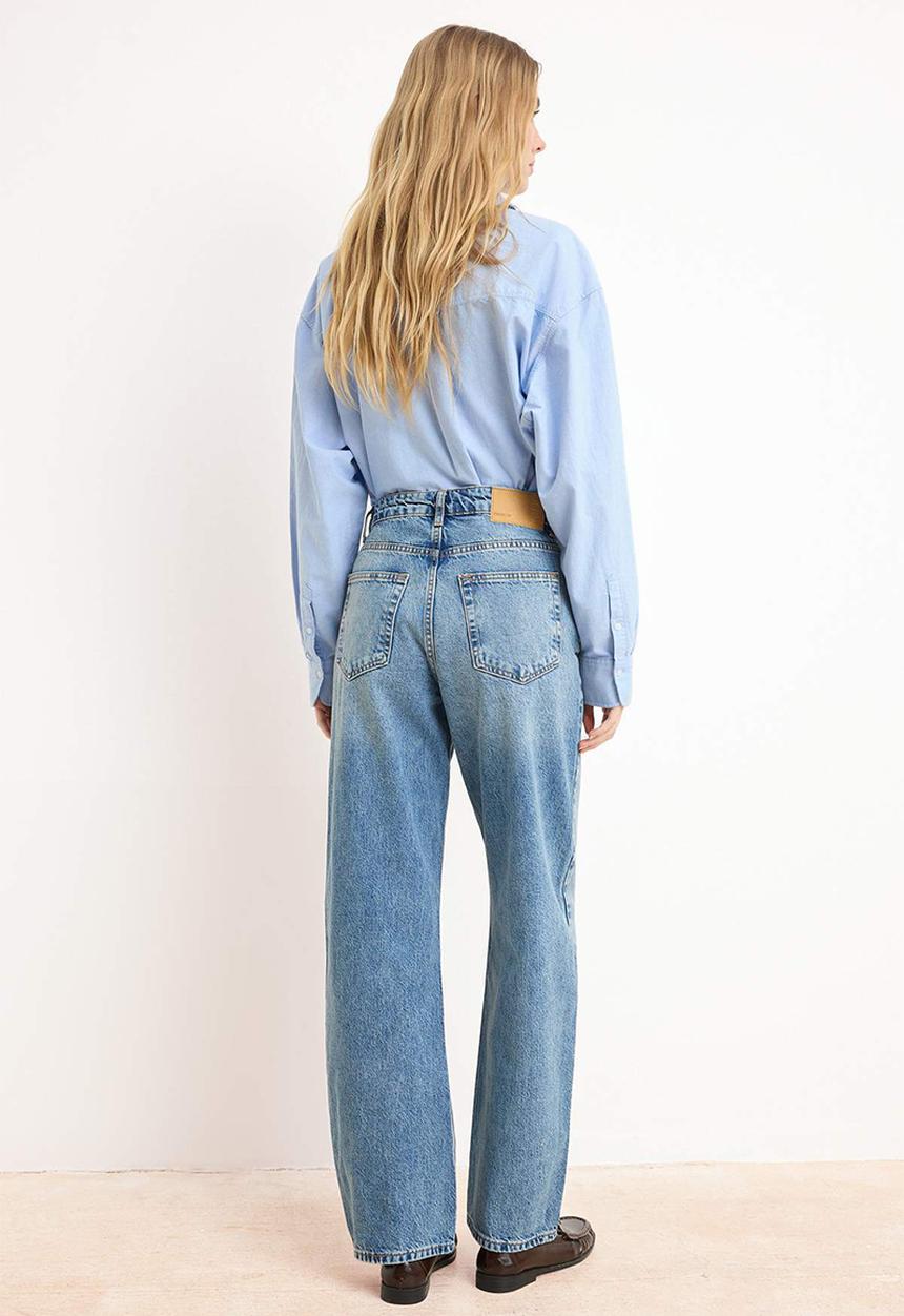 Trendyol - Premium Cotton Baggy Jeans - Blue