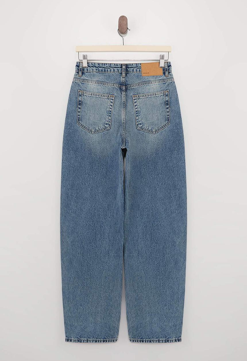 Trendyol - Premium Cotton Baggy Jeans - Blue