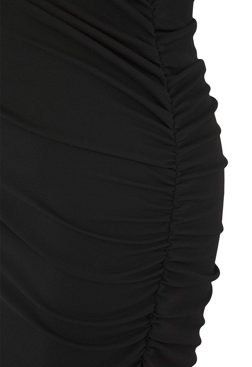 Trendyol - Plus Shirred Detailed Midi Knitted Dress - Black