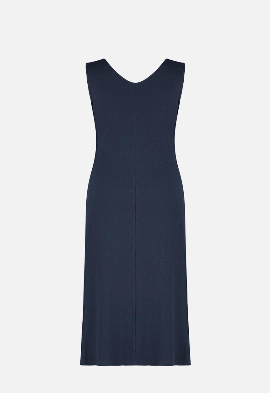 Trendyol - Plus Corded A-line Midi Knitted Dress - Navy Blue