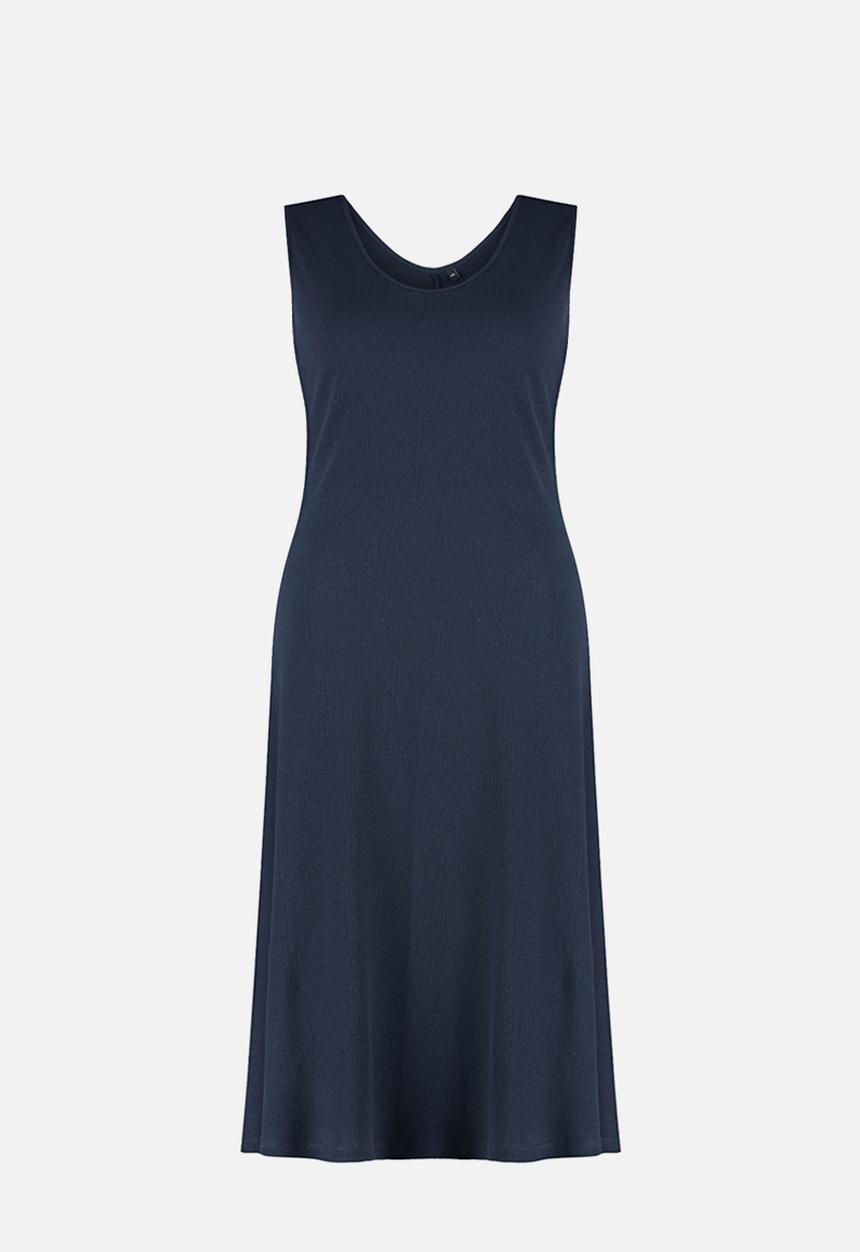 Trendyol - Plus Corded A-line Midi Knitted Dress - Navy Blue