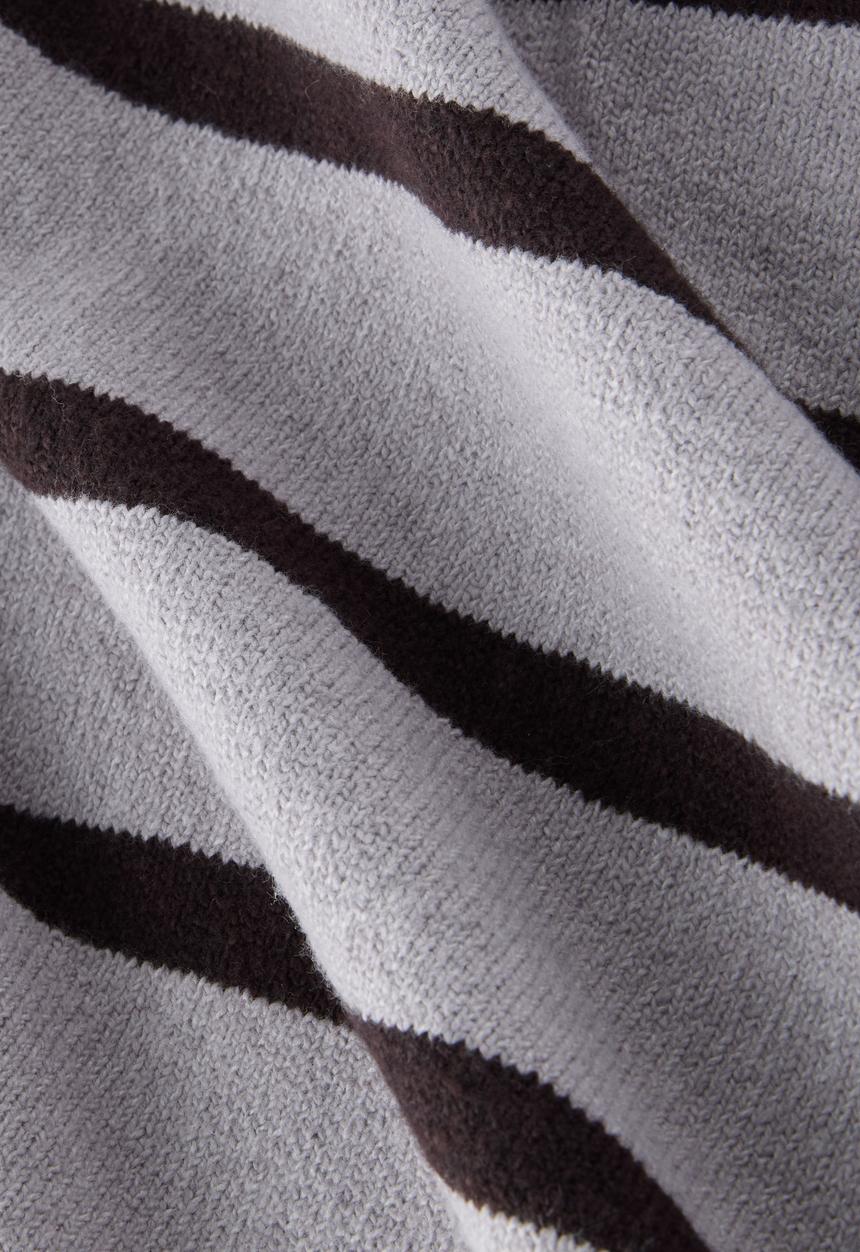 Cotton On - Box Fit Crew Knit - Grey Marle Bold Stripe